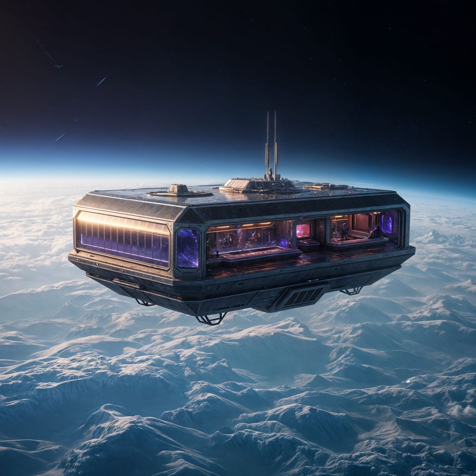 Platinum Sapphire Space Bar Outpost in Orbit