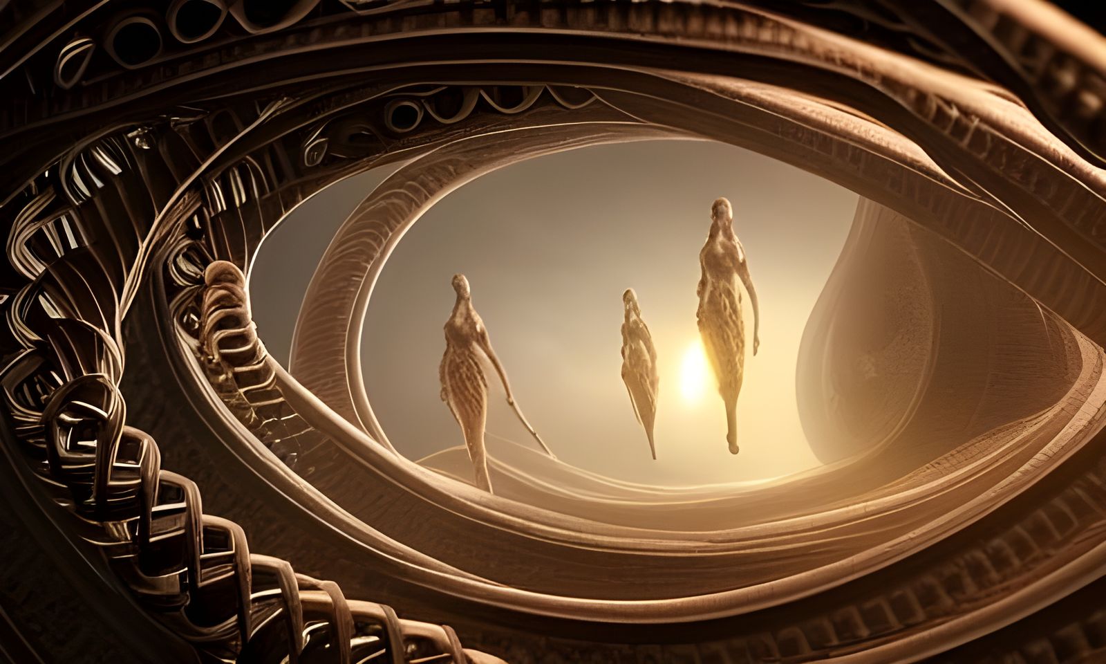 Human Bodies Evolving Into DNA Spirals