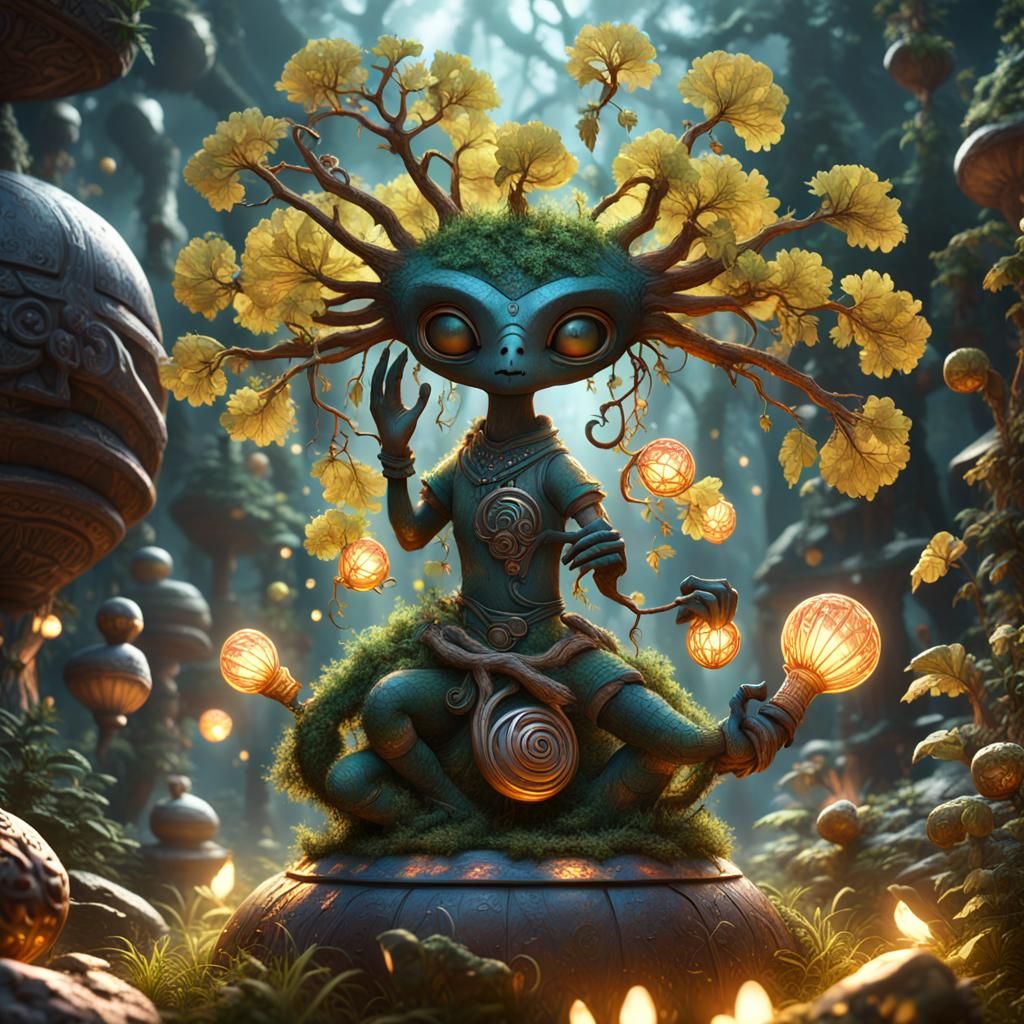 Kodama Dryad in Shinto Style: Digital Art