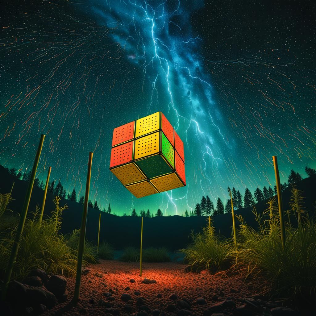 Voynich Manuscript Galaxy Cube: 3D Digital Art