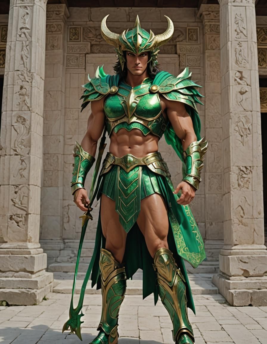 Handsome Warrior in Dragon Armor, Saint Seiya Style