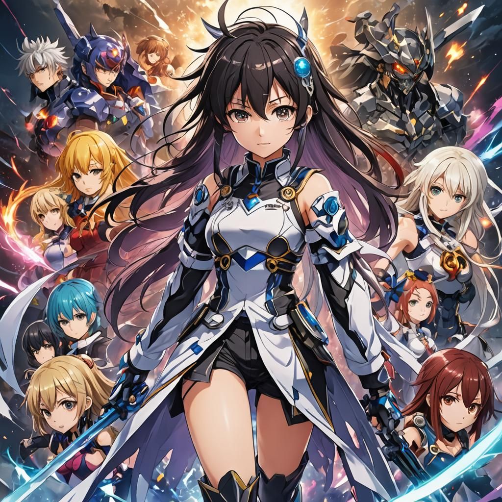 Overpowered Anime Hero in Manga Style