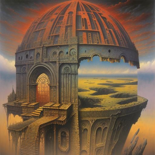 Dystopian Landscape in a Surrealist Style