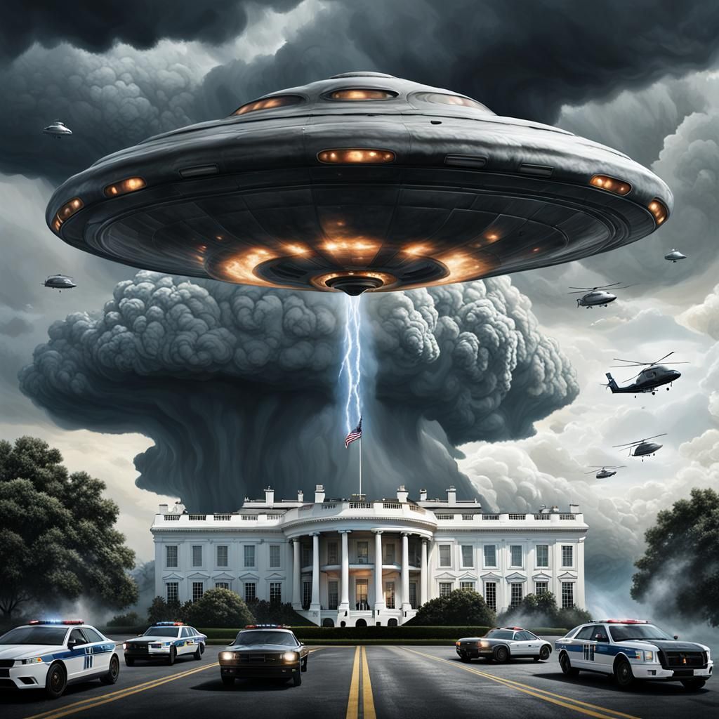 UFO Over White House in Sci-Fi Concept Art