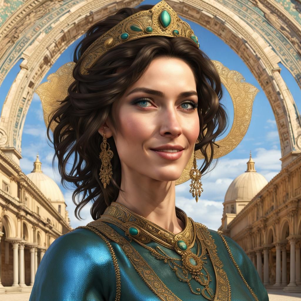 Medieval Sicilian Princess Portrait in Moebius Style