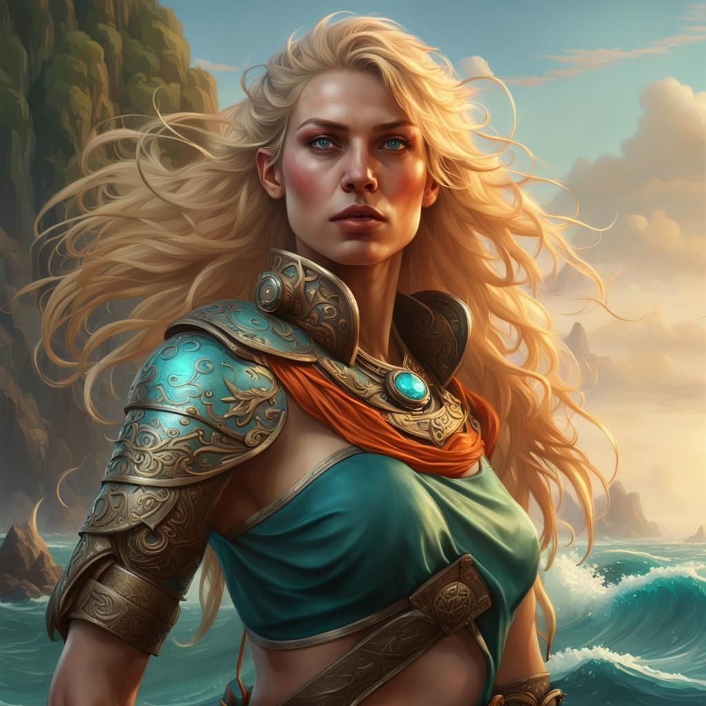 Amazon Warrior Portrait in Hyperdetailed Digital Art