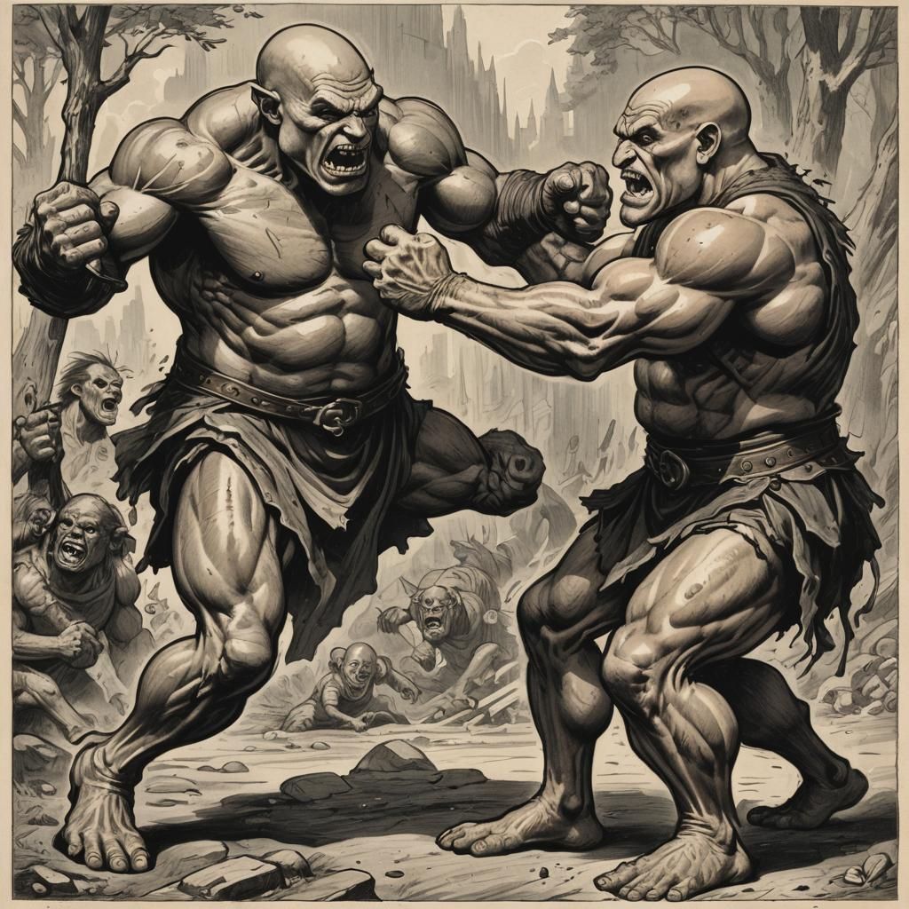 Muscular Man Battles Troll in an Epic Showdown