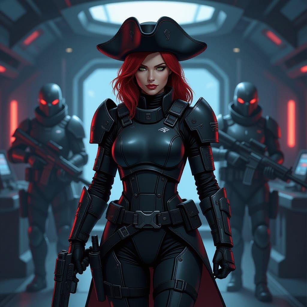 Space Pirate Captain Ready to Board in Comic Art Style