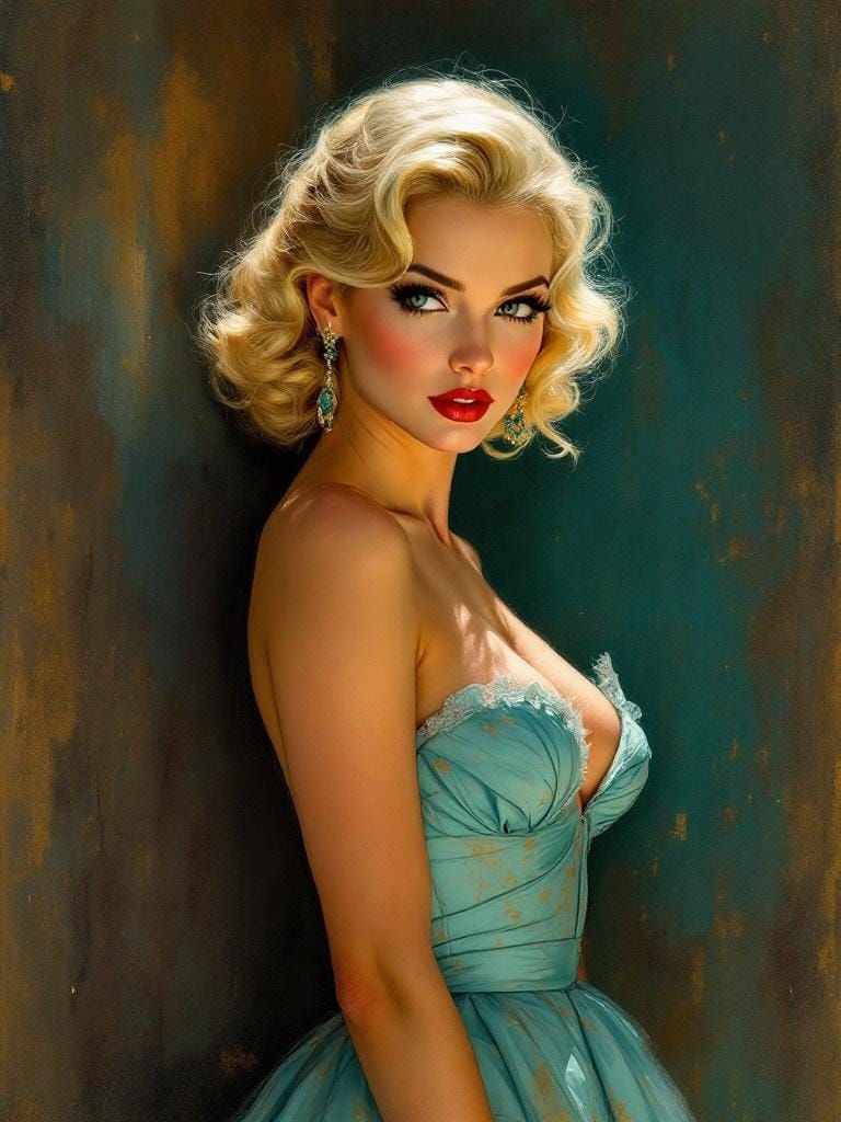 1950s Pin-Up in Impressionist Style