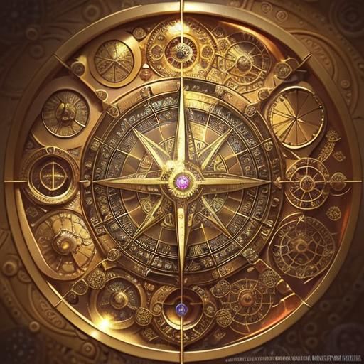 Steampunk Compass with Golden Glitter and Jewels
