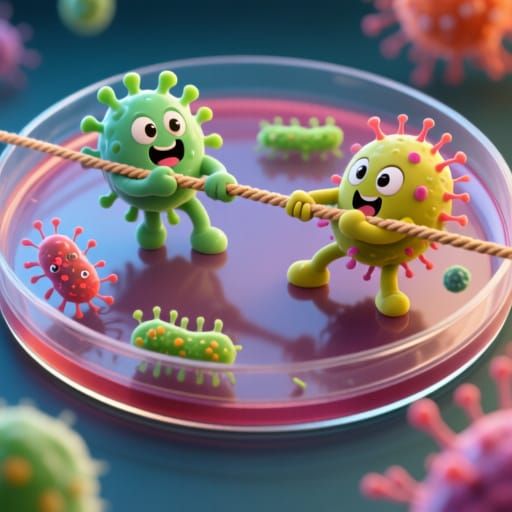 Microbe tug of war battle