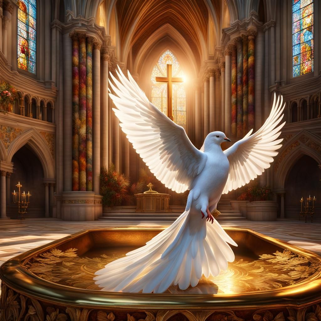 Hyperrealistic Dove in Cathedral Tabernacle