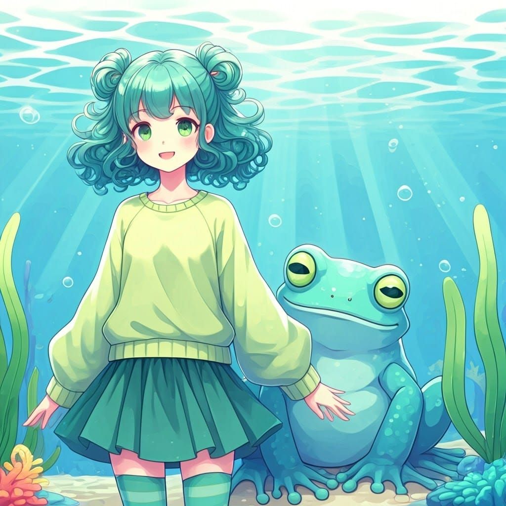 Whimsical Underwater Scene in Soft Pastel Hues