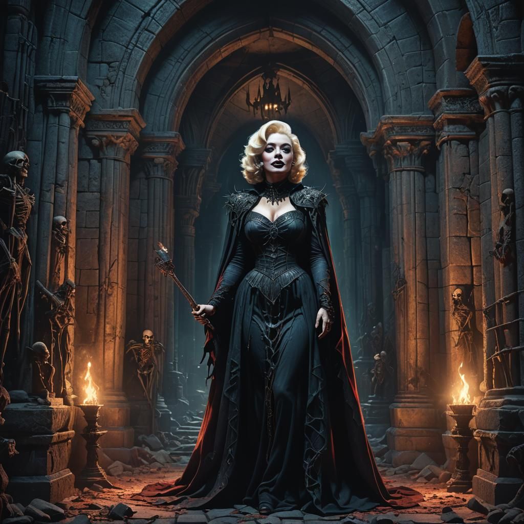 Marilyn Monroe as Vampira in Gothic Dungeon