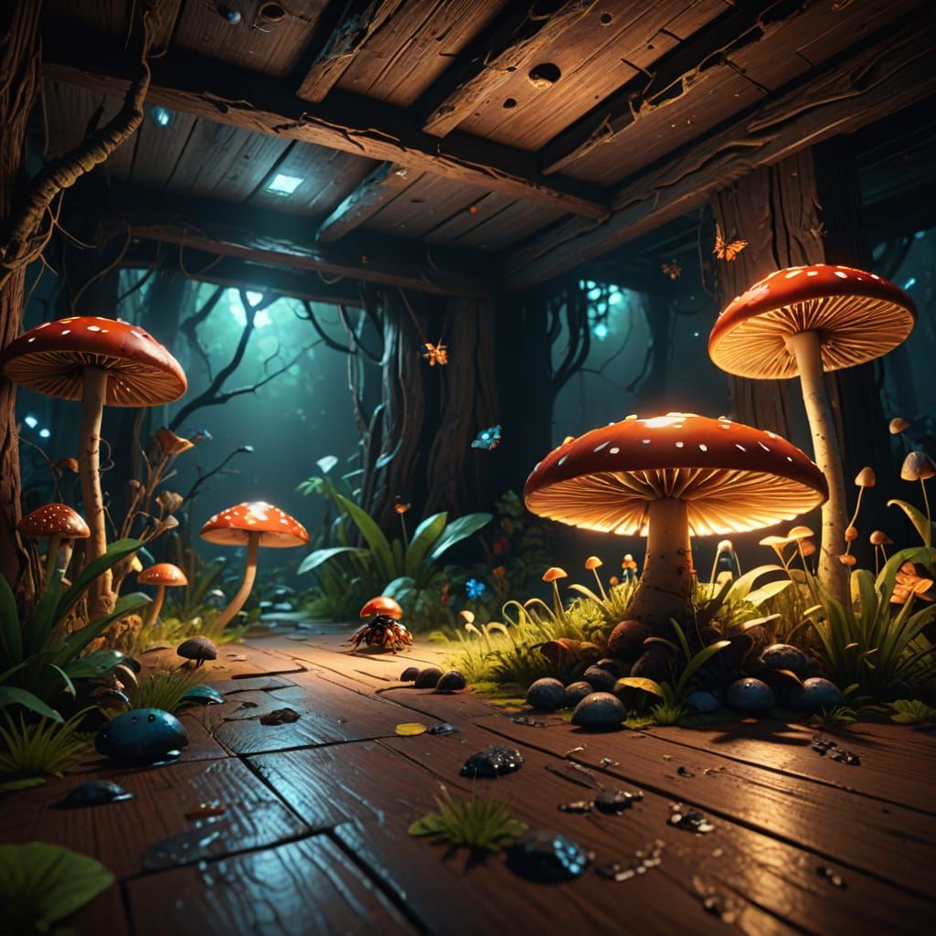 Insects' Miniature World Under Wooden Floor: 3D Game Art