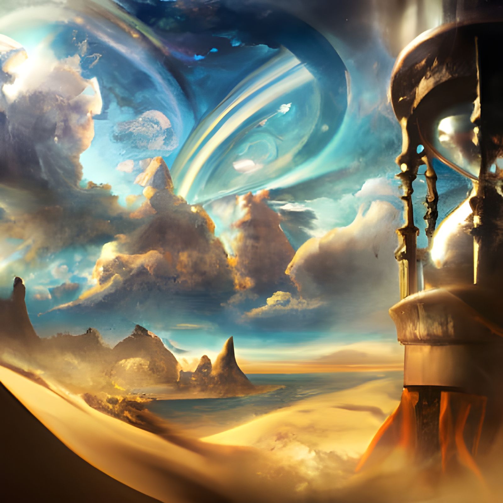 Epic Sand Clock with Number 13, Detailed Digital Art