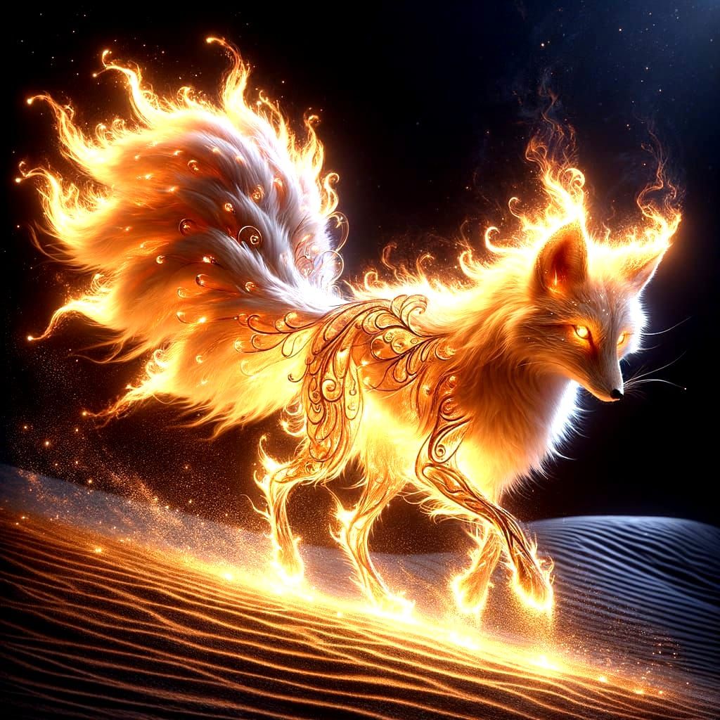 Filigree Fire Fox Transforming Sand to Glass