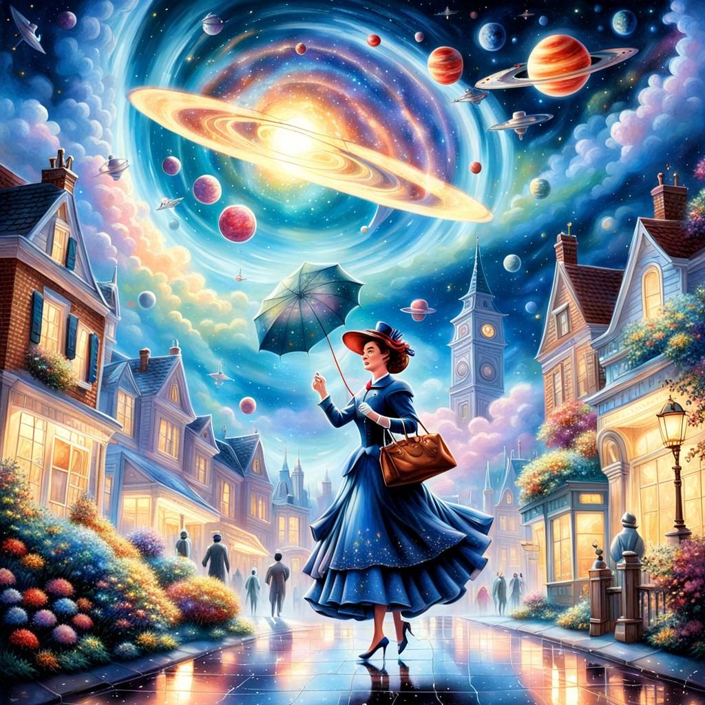 Mary Poppins in Space: Ethereal Fantasy Art