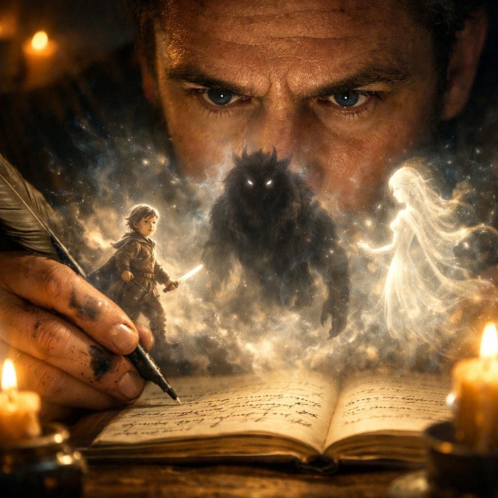 Storyteller's Vision: Imagination Forms Fairy Tale Character...