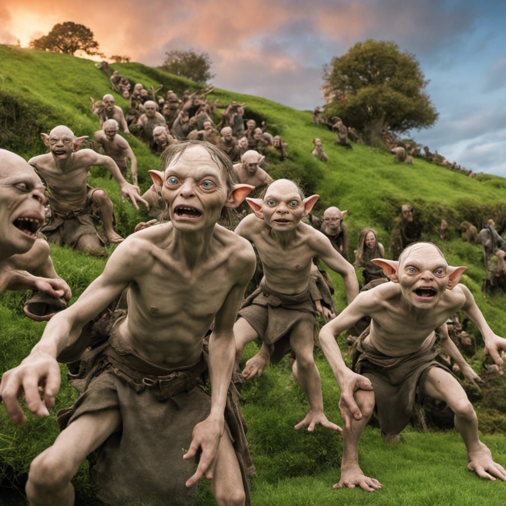 Gollum Army Invades Hobbiton: A Vibrant War Scene