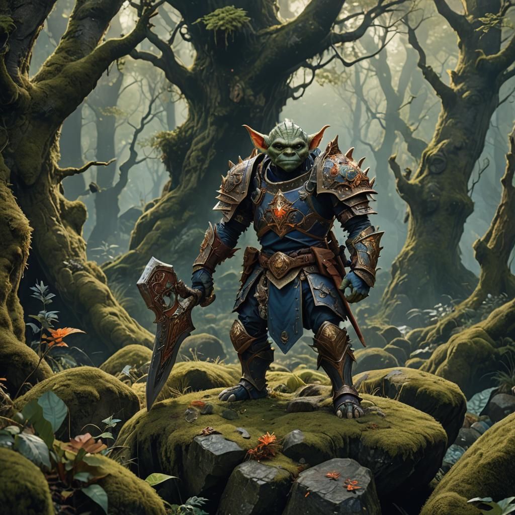Battle Ready Goblin in Mystical Forest Concept Art
