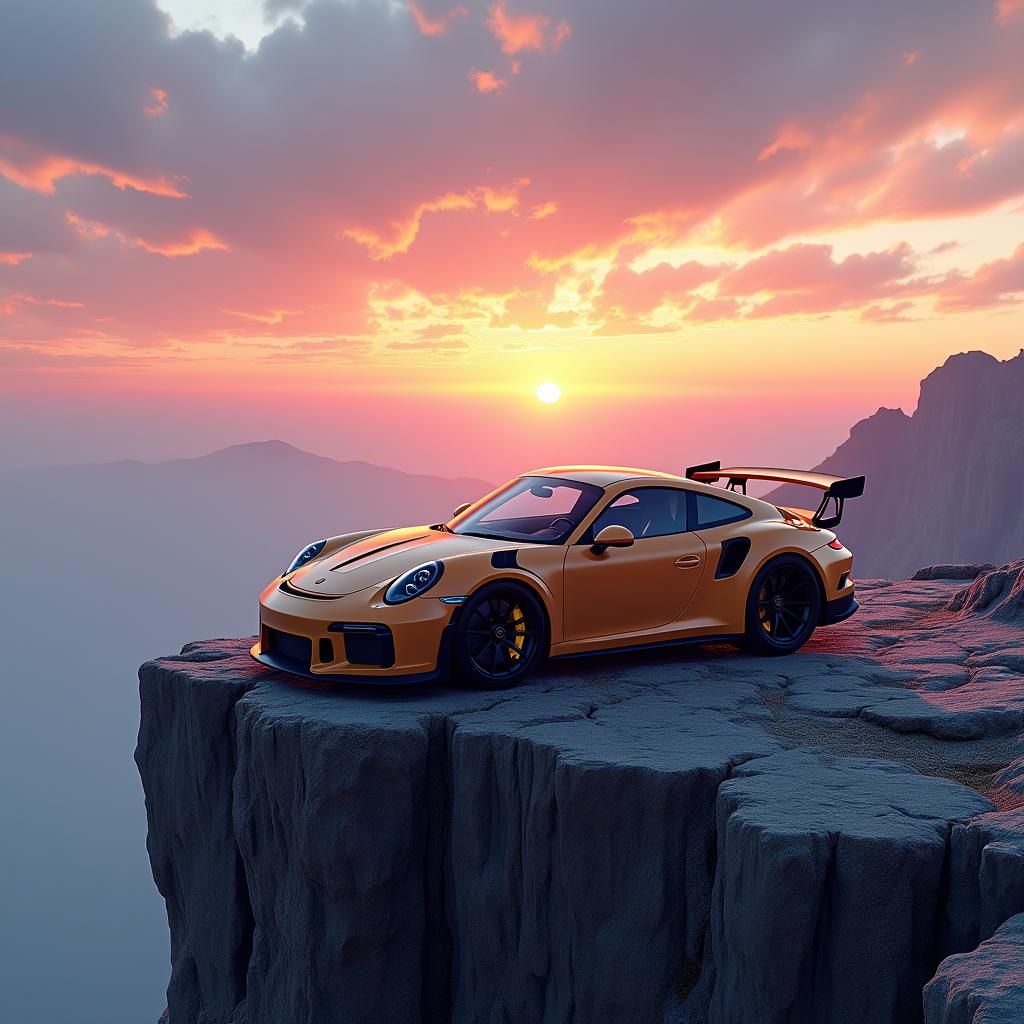 Porsche 911 GT3RS at Sunset: Hyperrealistic Concept Art