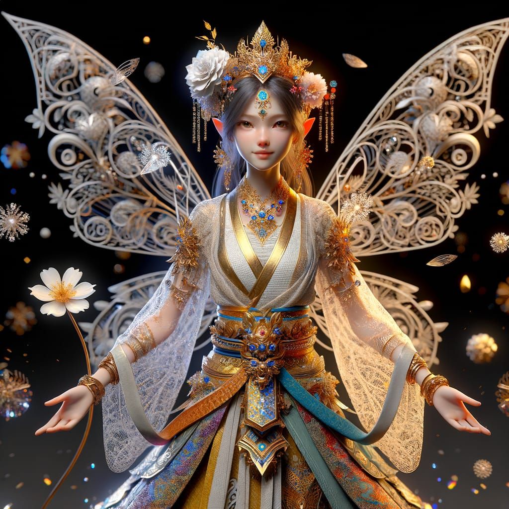 Adorable Realistic Fairy in 3D Bikini Art