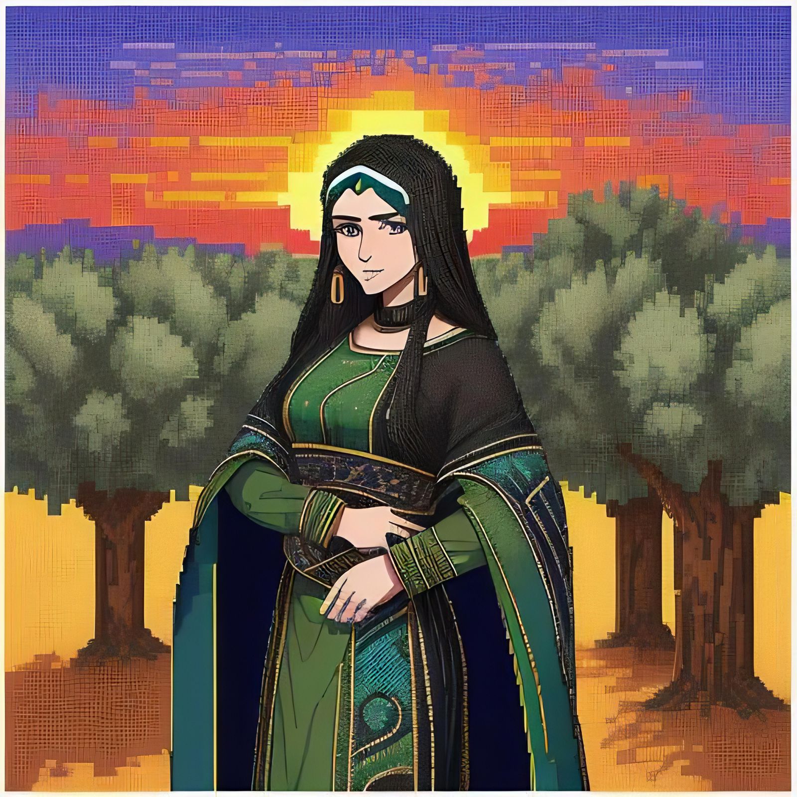 Palestinian Woman: 16-bit Pixel Art Portrait