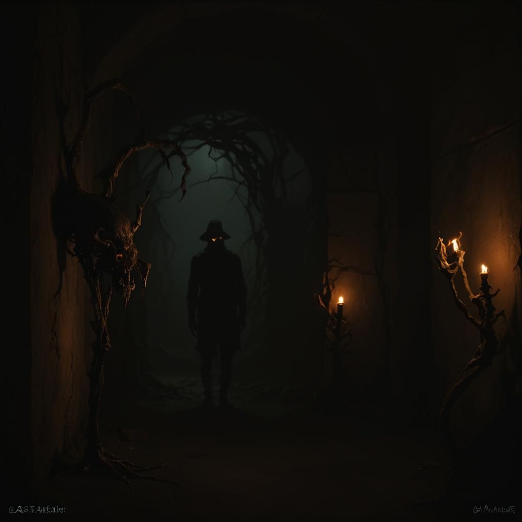 Grotesque Humanoid in a Twisted Surreal Landscape