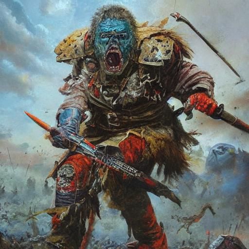 Warrior Zombie in Oil Painting Style