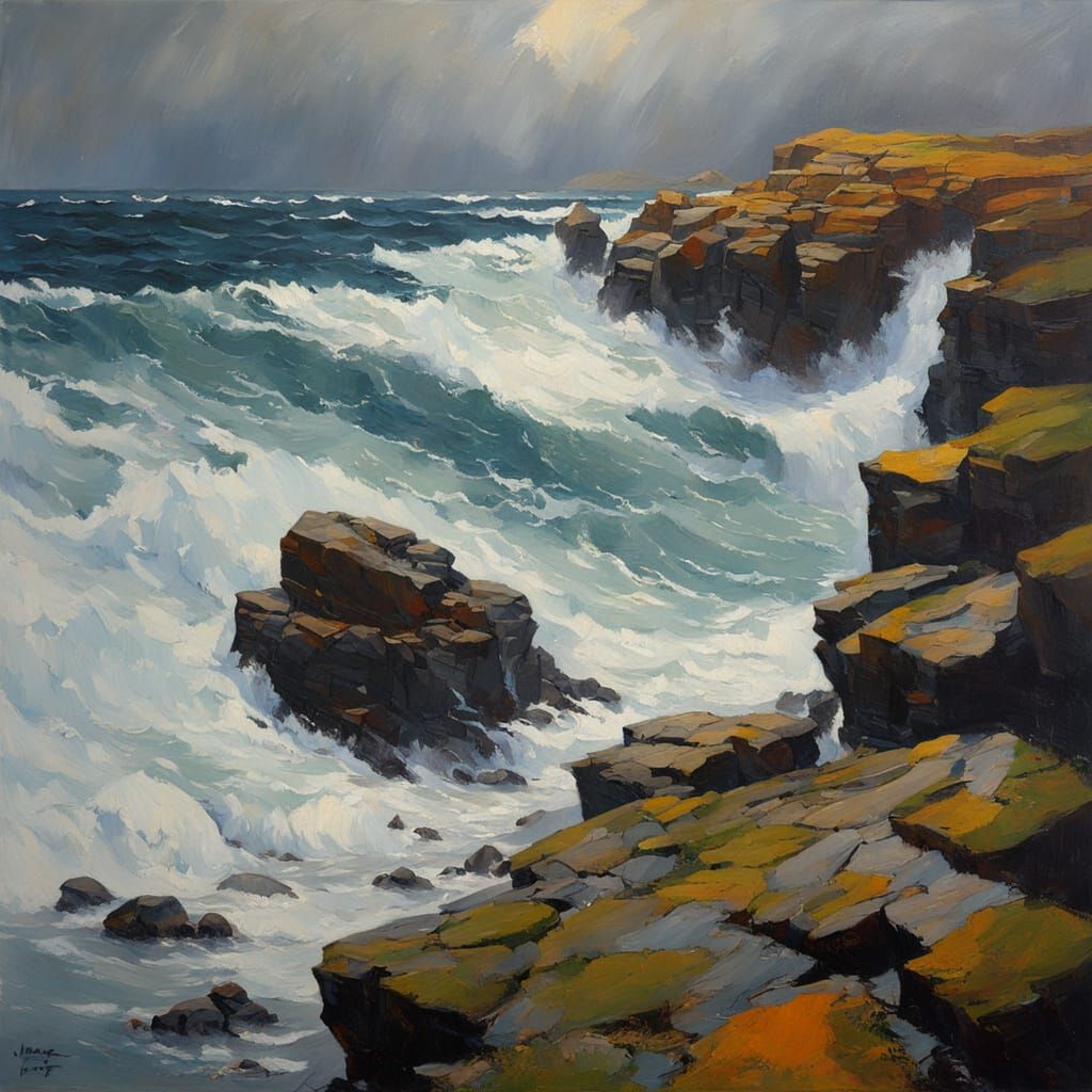 Raindrops Create Organic Reflections in Oil Painting