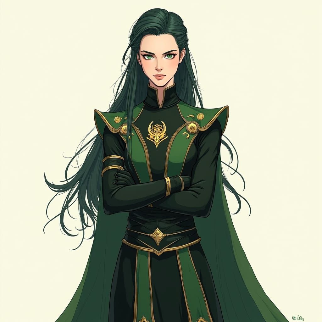 Elegant Loki in Asgardian Robes, Manhua Style