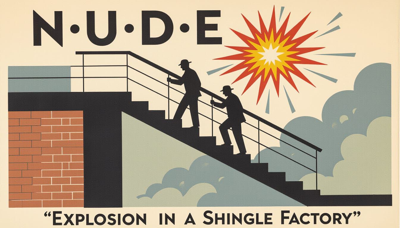 Cubist Figure Descending Staircase: Duchamp Homage