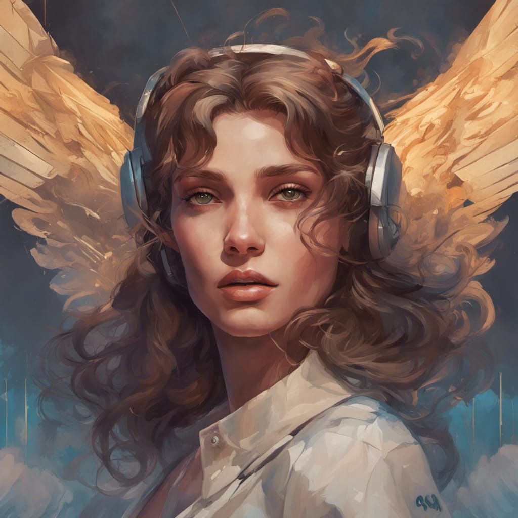 Angelic Pilot Portrait in Hyperdetailed Style