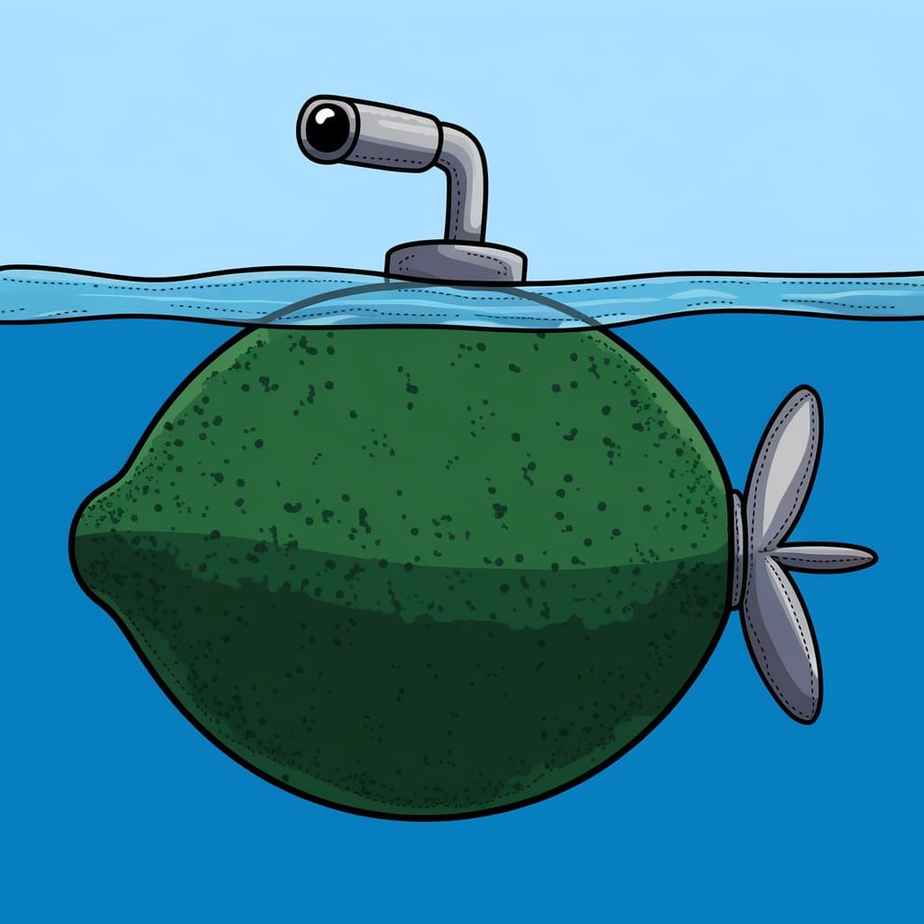 Vibrant Lime Submarine Dives Beneath the Waves in Whimsical ...