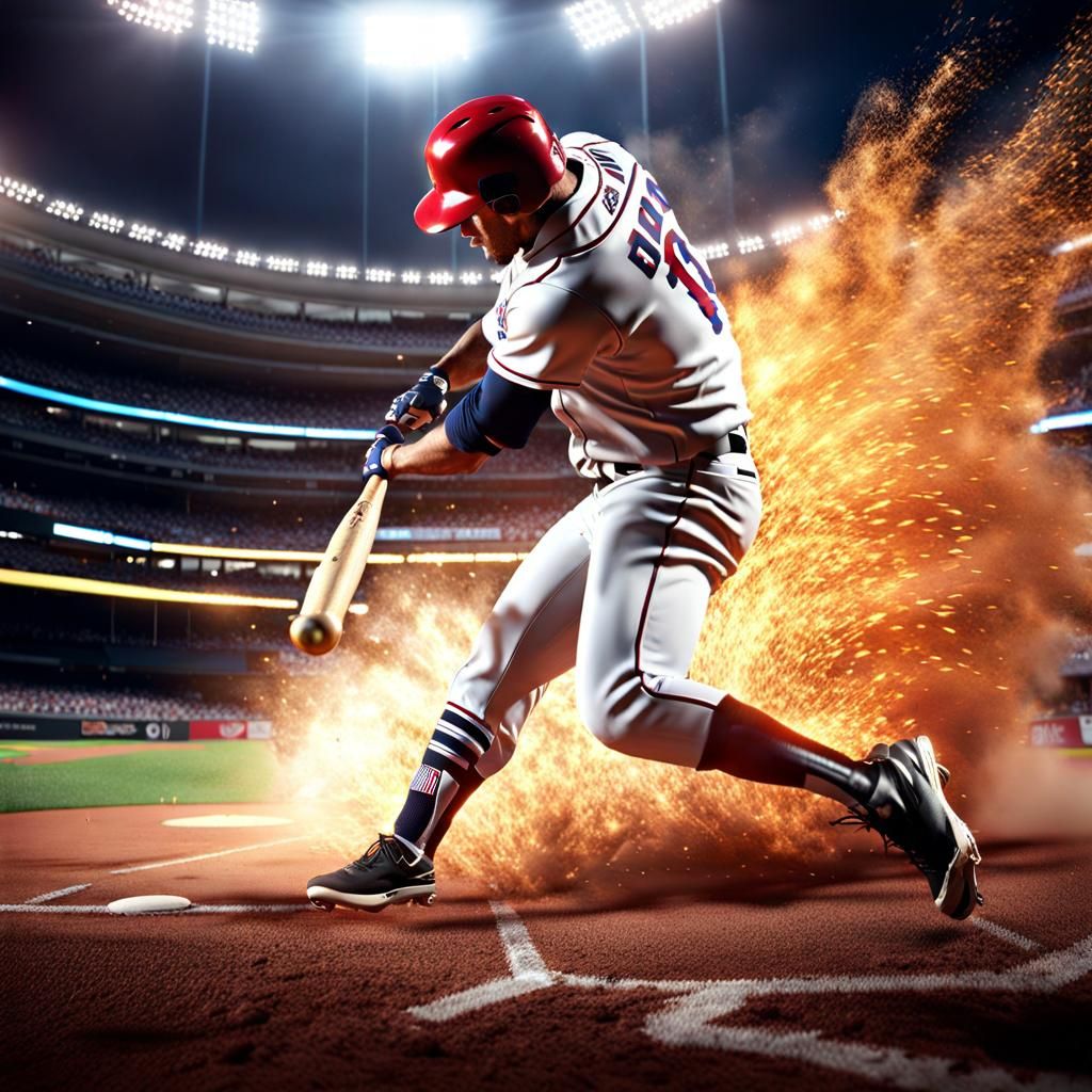 Dynamic Baseball Hit in Slow Motion Action