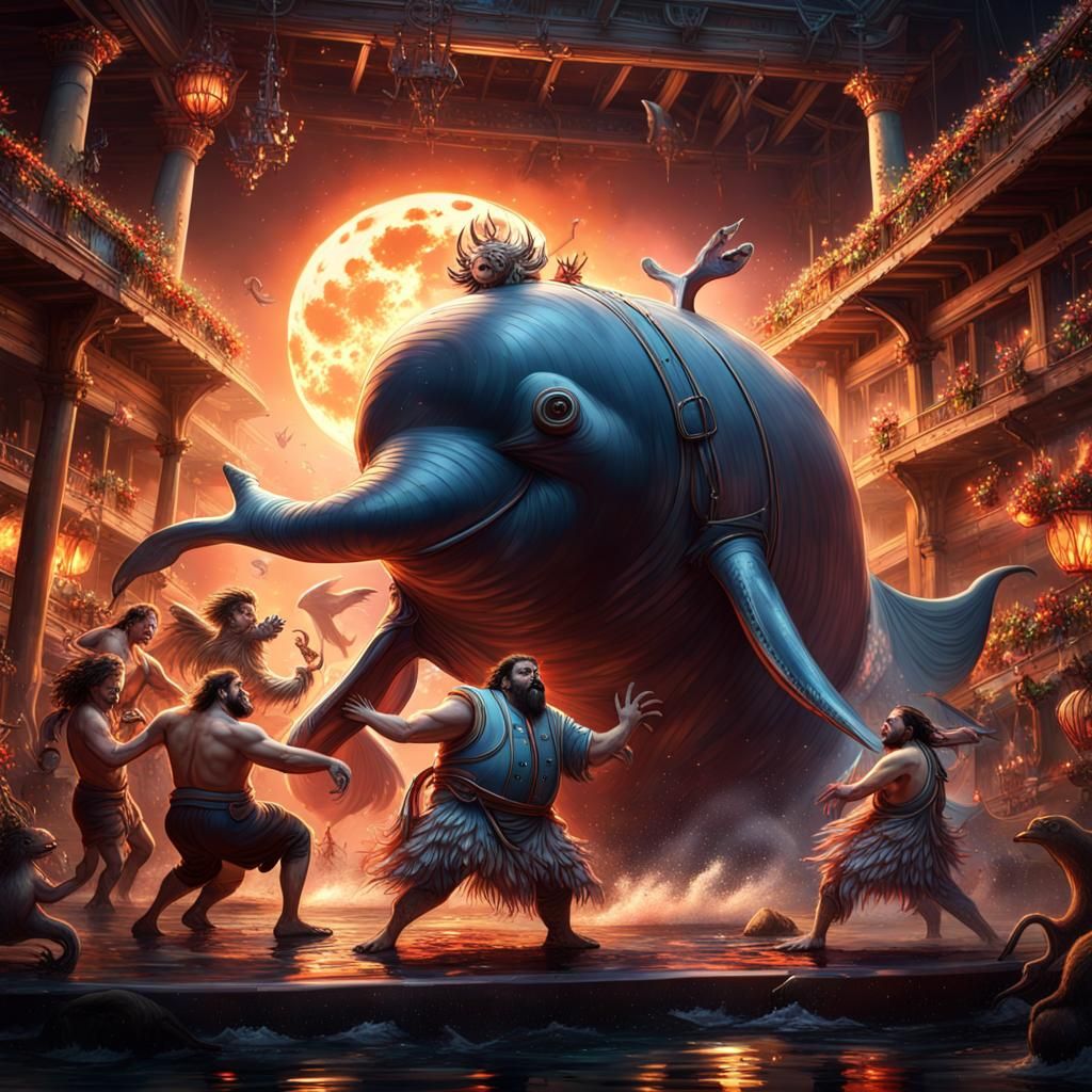 Hybrid Animals Battle Under Burning Moon