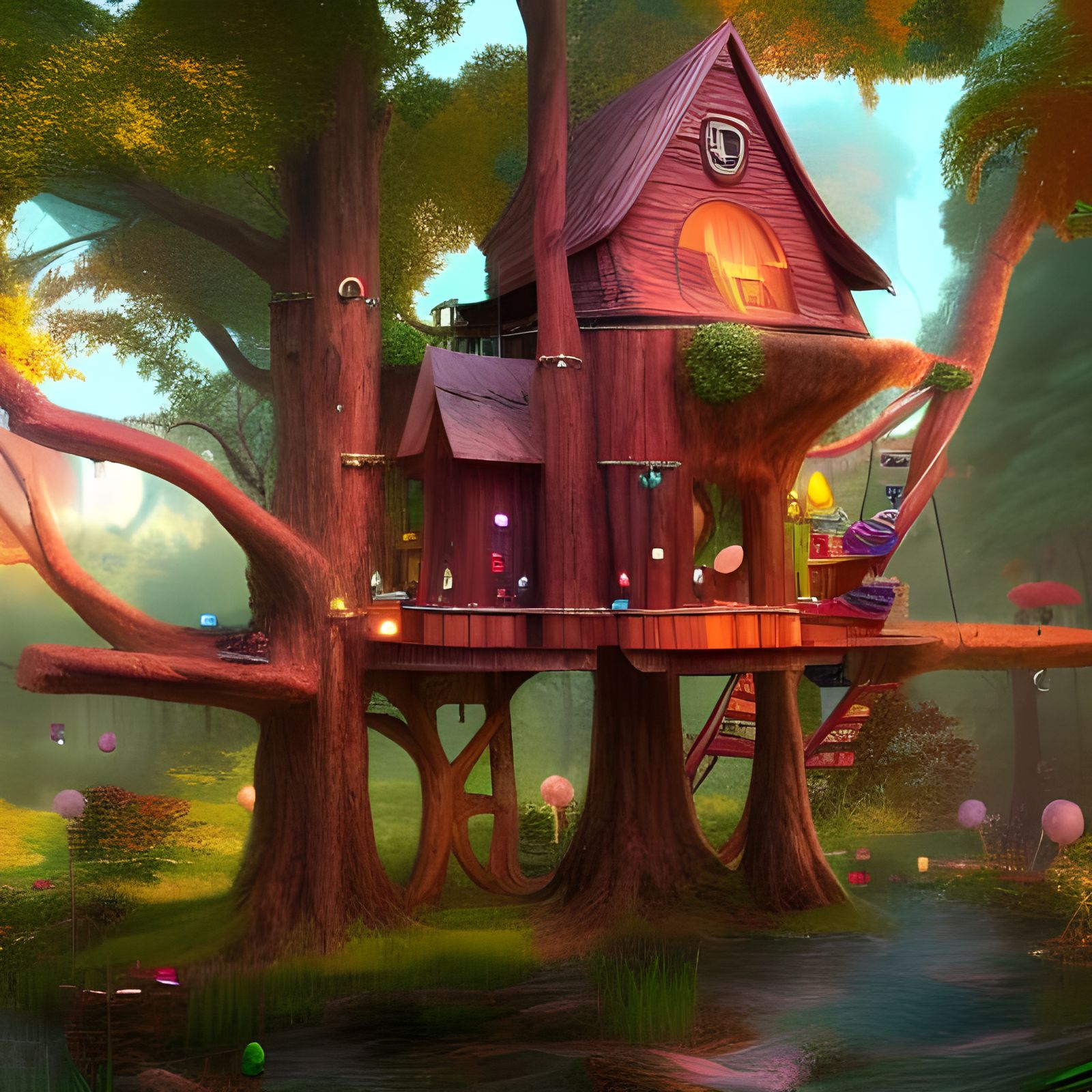 Candy Treehouse: Detailed Matte Painting