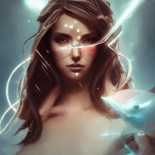 Shark with Diamonds in Starry Sky: Concept Art