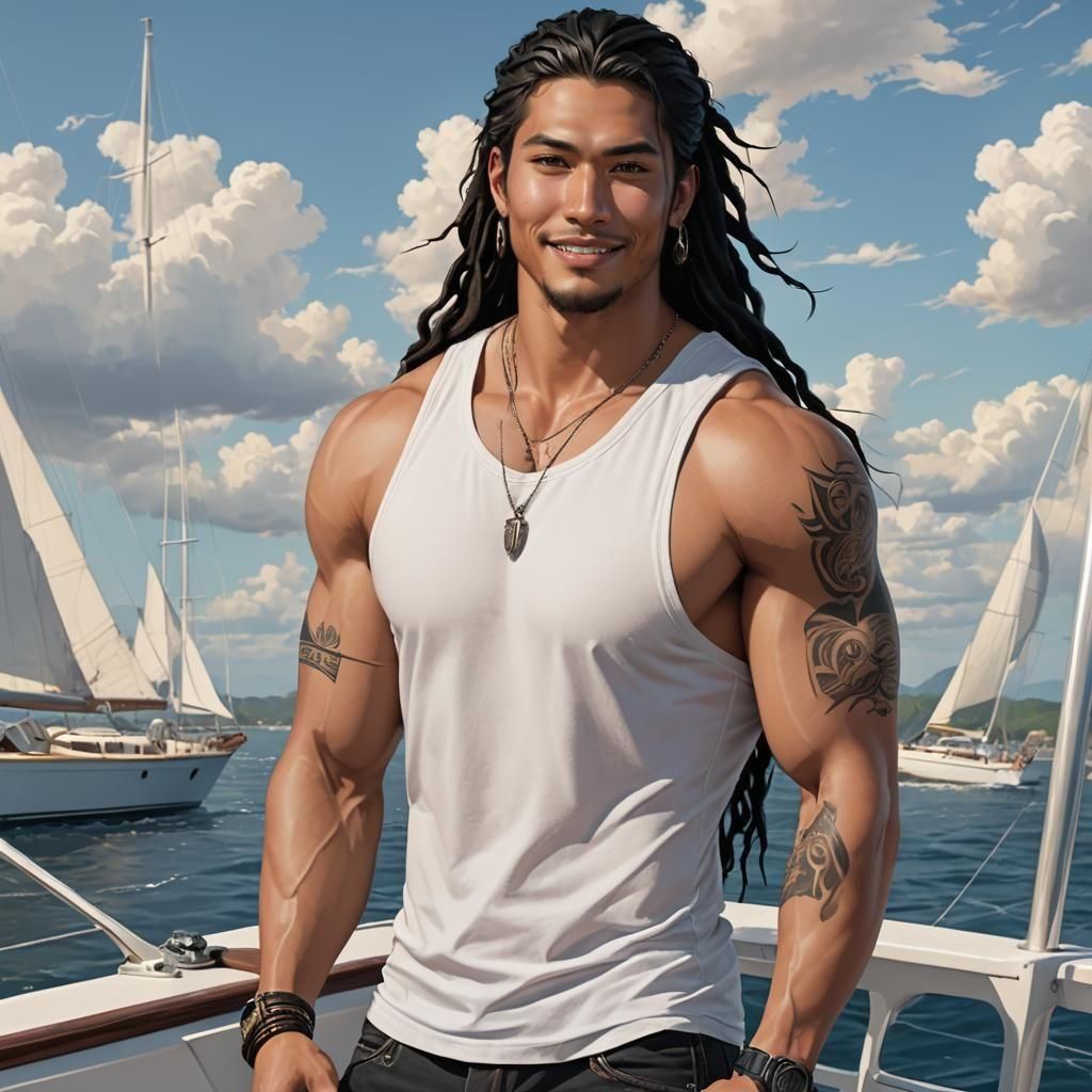 Anime Style Portrait of a Man on Yacht