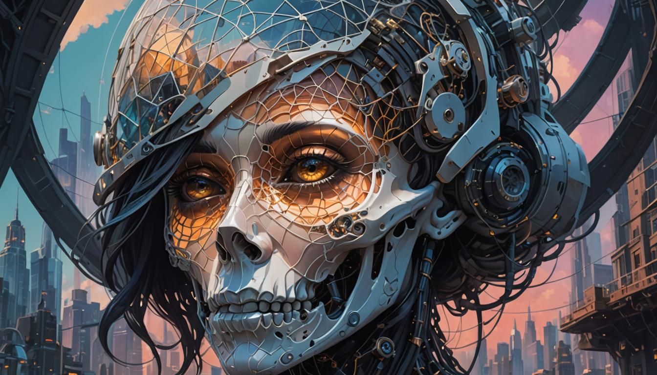 A surreal and mesmerizing scene featuring a giant, ethereal ...