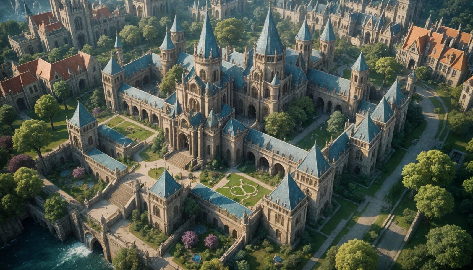 Magic Academy Aerial View in Warcraft Style