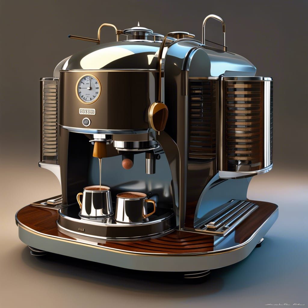 Retrofuturistic Atompunk Coffee Machine Prototype