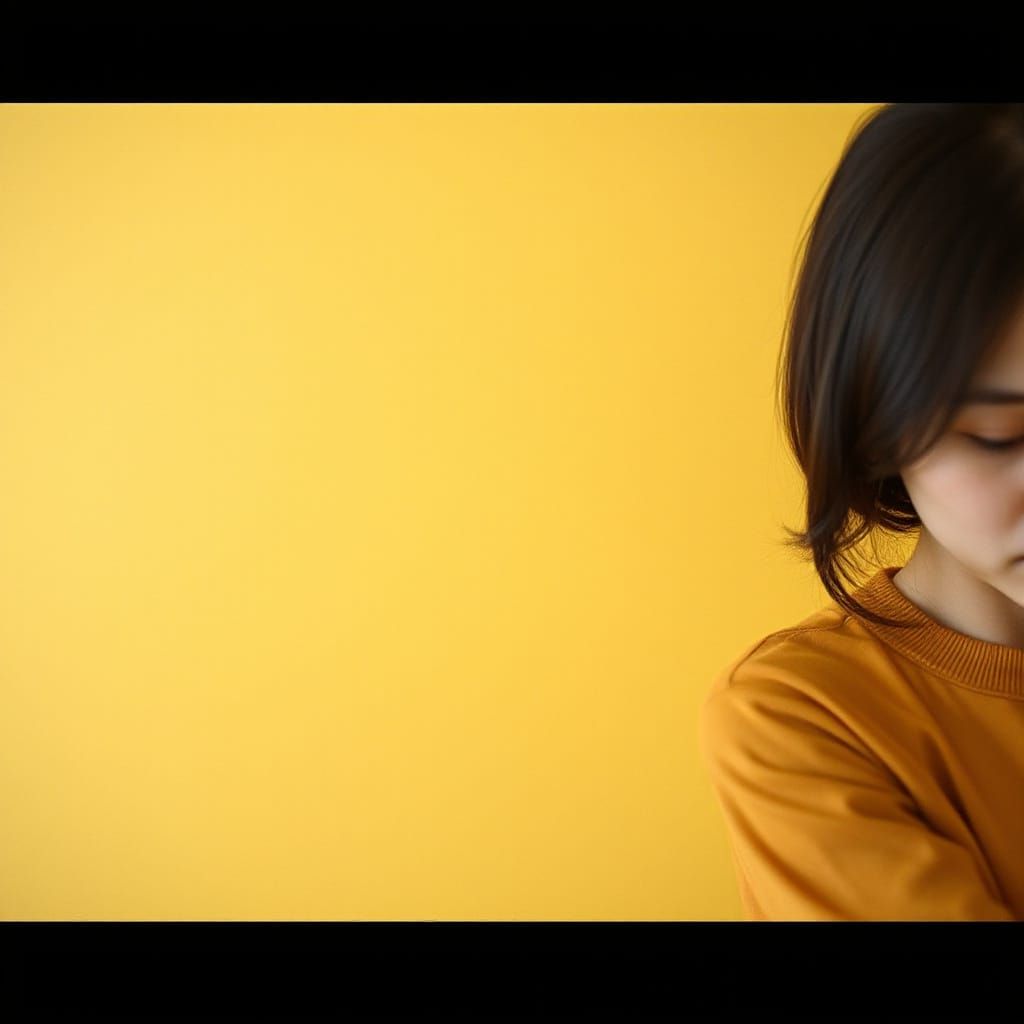 Minimalist Portrait of a Woman in Soft Yellow Light