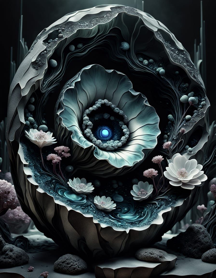 Geode Ikebana in Uncanny Digital Art Style