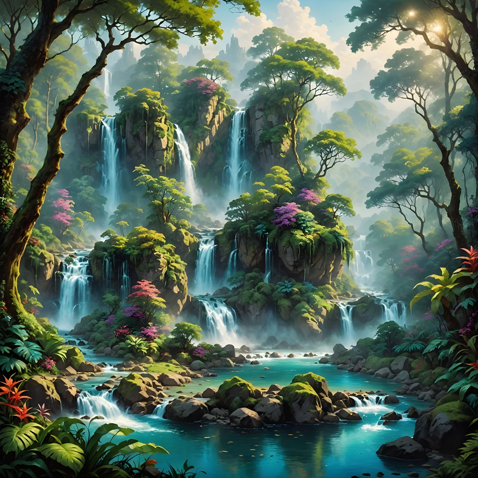 Ethereal Tropical Paradise in Hyper Realistic Painting Style