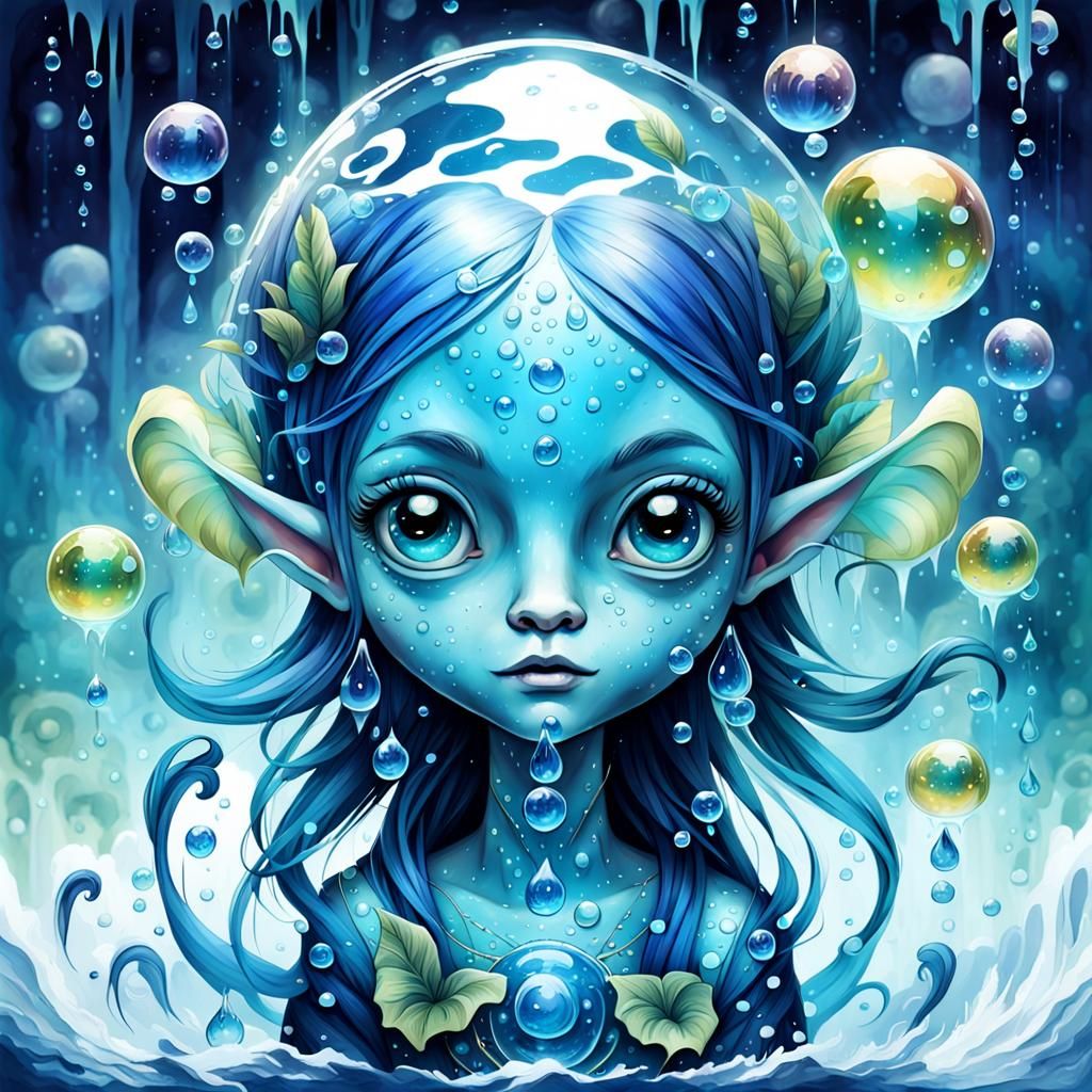 Water Alien Portrait in Dark Surrealist Style