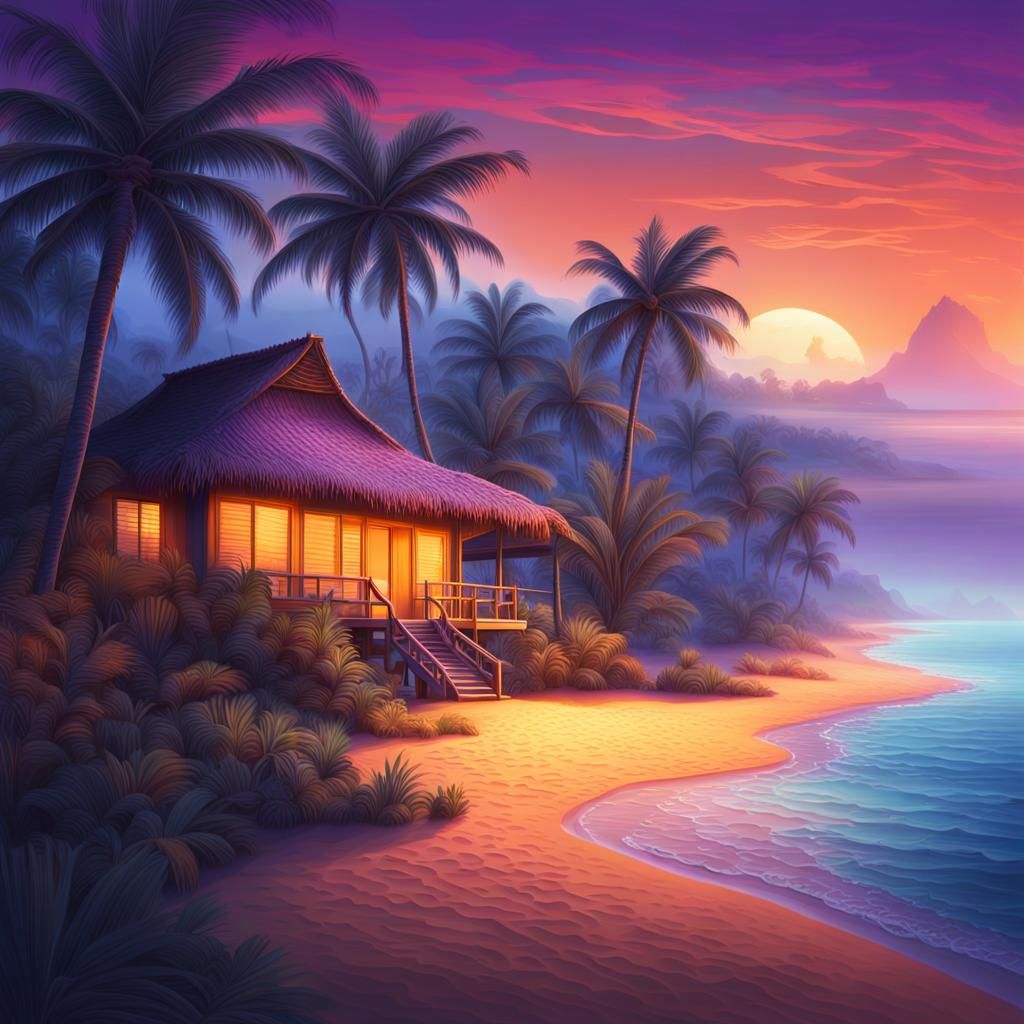 Tropical Beach Sunset: A Breathtaking 3D Render