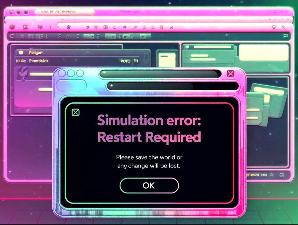 Vaporwave Desktop Error Screen from Y2K Era