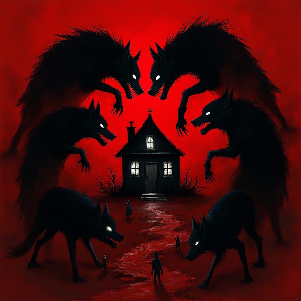 Monstrous Wolves Converge on a Desolate Horror House